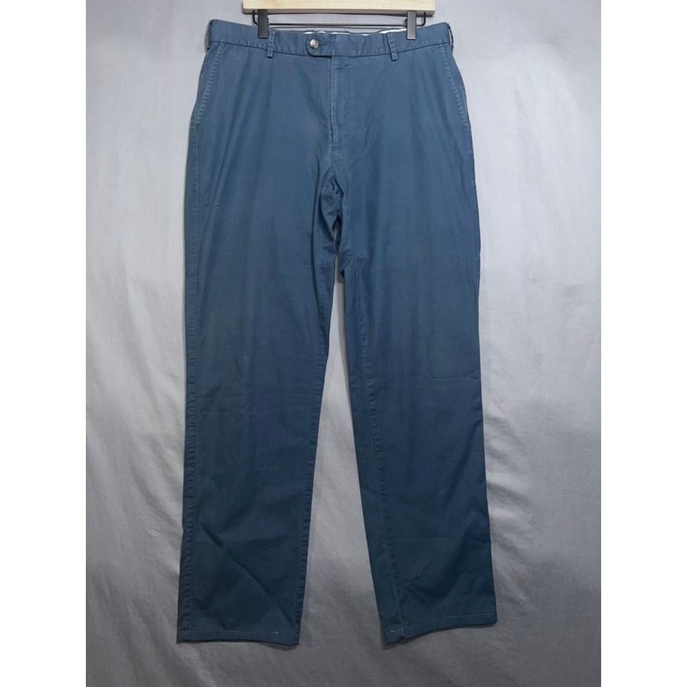 Peter Millar Crown Comfort Chino Pants Mens 36 Blue Slate Straight Leg Trousers